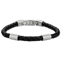 Bracelet acier CUIR NOIR...