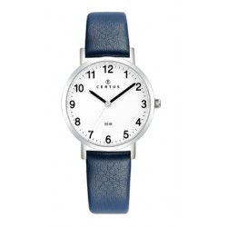 Montre cuir bleu fond blanc...