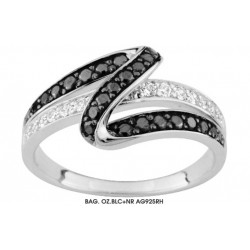 Bague argent zirconium noir