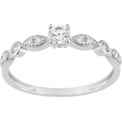 Bague or 375 zirconium gris