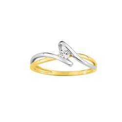 Bague or 375 zirconium bico...