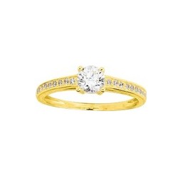 Bague or 375 zirconium...