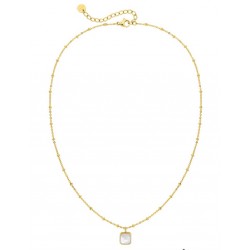 Collier acier doré nacre...